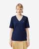 Camiseta Lacoste V Neck Logo manga corta azul marino mujer