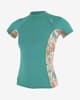 Camiseta O'Neill Side Print Rash Guard manga corta azul turquesa rosa mujer