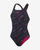 Speedo Hyperboom Allover Medalist Damen Badeanzug schwarz/grau/rosa