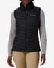 Chaleco Columbia Powder Lite negro logo blanco mujer