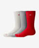 Chaussettes New Balance Patch Logo Crew rouge gris beige (3 paires)