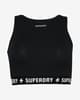 Camiseta Superdry Code Elastic Crop sin mangas negro blanco mujer