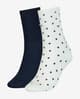 Calcetines Tommy Hilfiger Dot blanco azul marino mujer (2 pares)