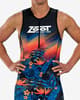 Maillot triatlón Zoot LTD sin mangas naranja azul negro