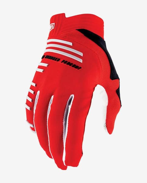 Guantes largos 100% R-Core rojo logo blanco