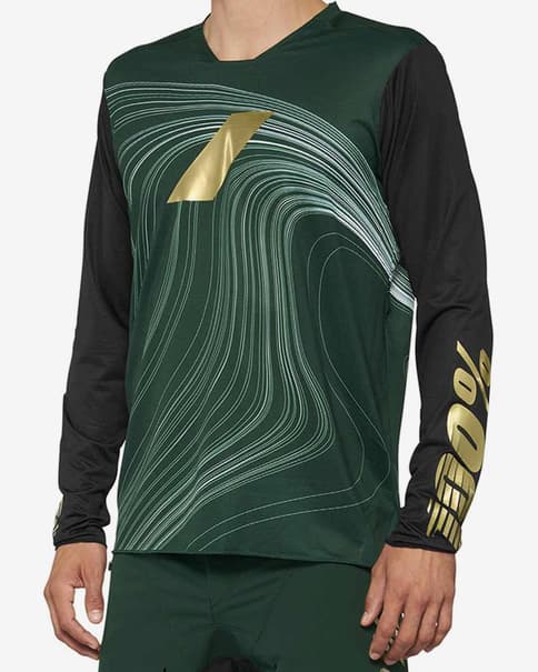 Maillot 100% R-Core X manga larga carbón verde