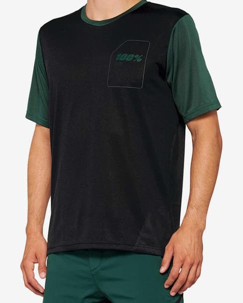 Maillot 100% Ridecamp manga corta negro verde