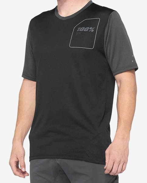 Maillot 100% Ridecamp manga corta negro logo gris