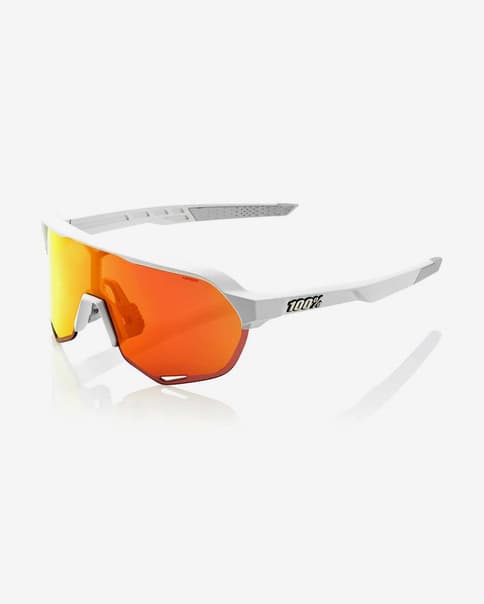 Gafas 100% S2 blanco Soft Tact con lente espejada HiPER rojo