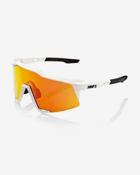 Gafas 100% Speedcraft blanco negro Soft Tact con lente espejada HiPER rojo