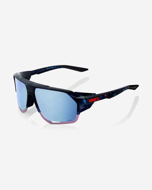 Gafas 100% Norvik negro holográfico con lentes espejadas HiPER azul