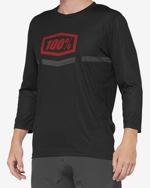 Maillot 100% Airmatic manga 3/4 negro rojo