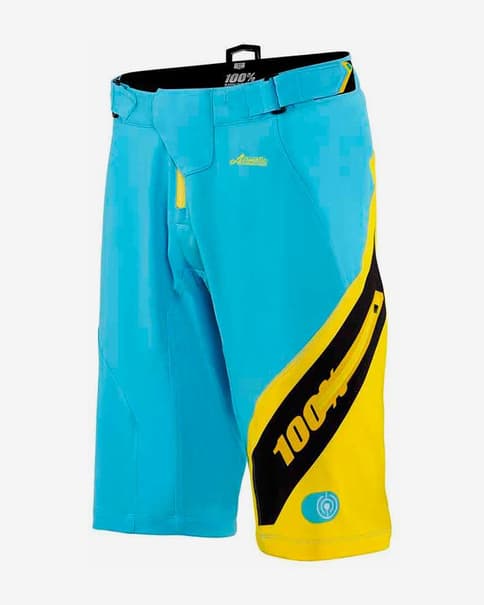 Pantalón corto 100% MTB Airmatic azul amarillo
