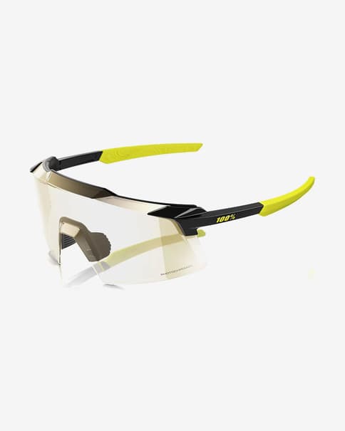 Gafas 100% Aerocraft Gloss Metallic Black con lente Gold Mirror Photochromic
