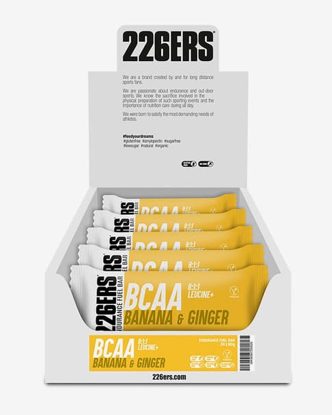 Barrita energética 226ERS Endurance Fuel BCAA sabor plátano y jengibre 60 g (24 unidades)