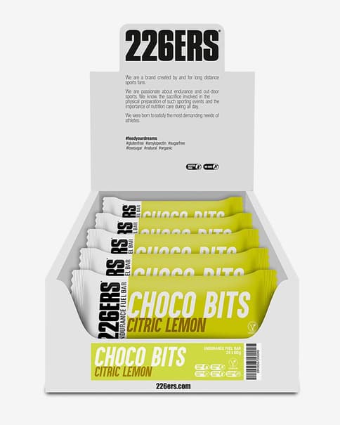 Barrita energética 226ERS Endurance Fuel Choco Bits sabor limón cítrico 60 g (24 unidades)