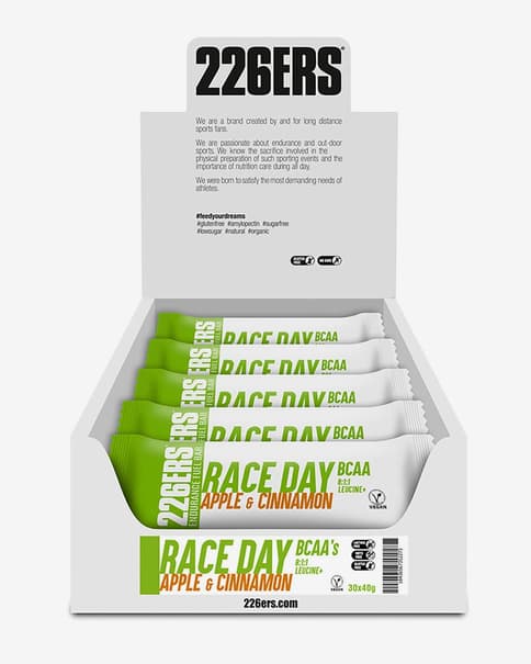 Barrita energética 226ERS Race Day BCAA sabor manzana y canela 40 g (30 unidades)
