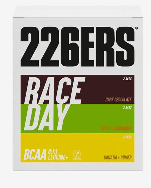 Caja 226ERS Race Day BCAA'S 40 g sabor banana ginger manzana y chocolate (6 unidades)