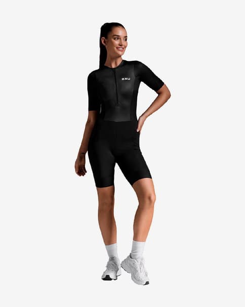 Strój triathlonowy 2XU Aero Hex czarny biały