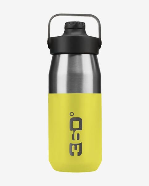 Botella termo 360 Degrees boca ancha y boca estrecha con tapón magnético 550 ml amarillo claro