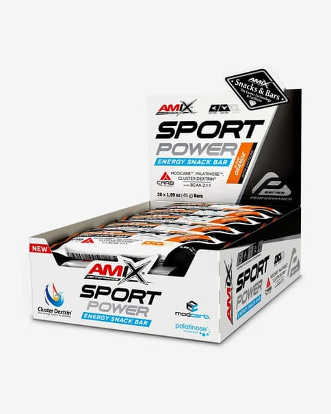 Barrita energética Amix Sport Power Energy con cafeína sabor naranja 45 g (20 unidades)