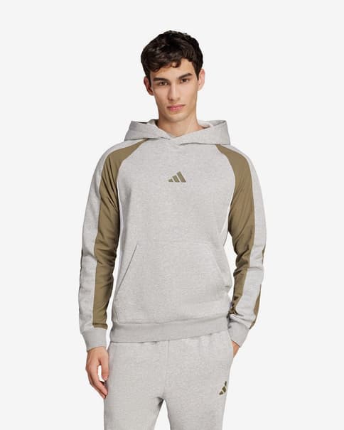 Sudadera con capucha adidas Seasonal Essentials Colorblock gris blanco verde caqui