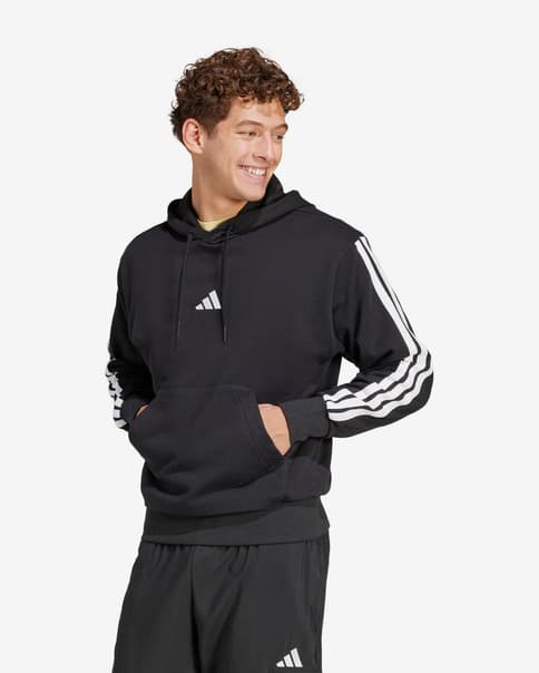 Sudadera con capucha adidas Essentials French Terry 3S negro puro blanco