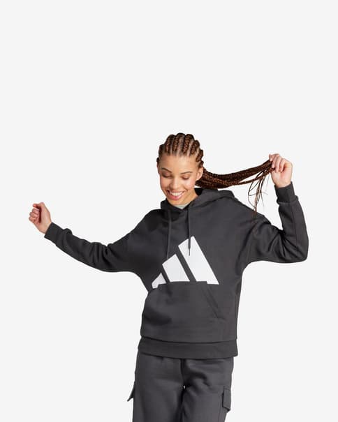 Sudadera con capucha adidas Essentials Big Logo Fleece negro blanco mujer