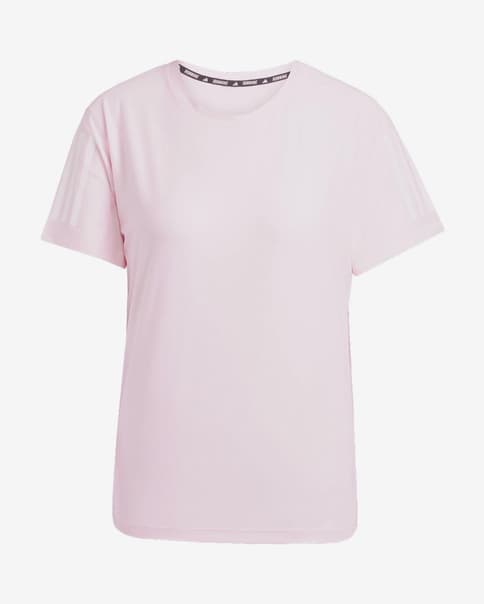 Camiseta adidas Own The Run manga corta rosa claro blanco mujer