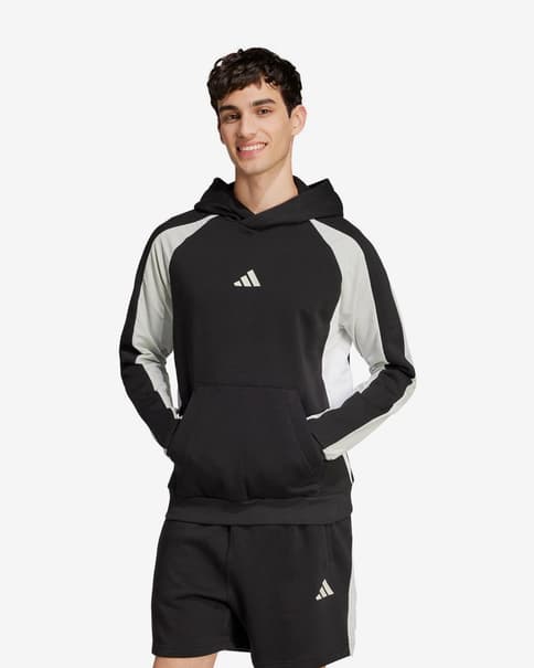 Sudadera con capucha adidas Seasonal Essentials Colorblock negro puro blanco