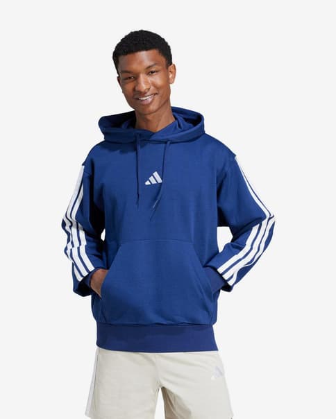 Sudadera con capucha adidas Essentials Fleece 3S azul eléctrico blanco
