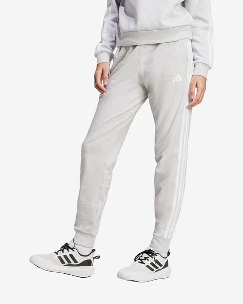 Pantalón largo adidas Essentials Jogger 3 Stripes gris blanco mujer