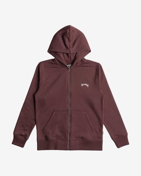 Sudadera con capucha Billabong Arch Full Zip rojo oscuro infantil