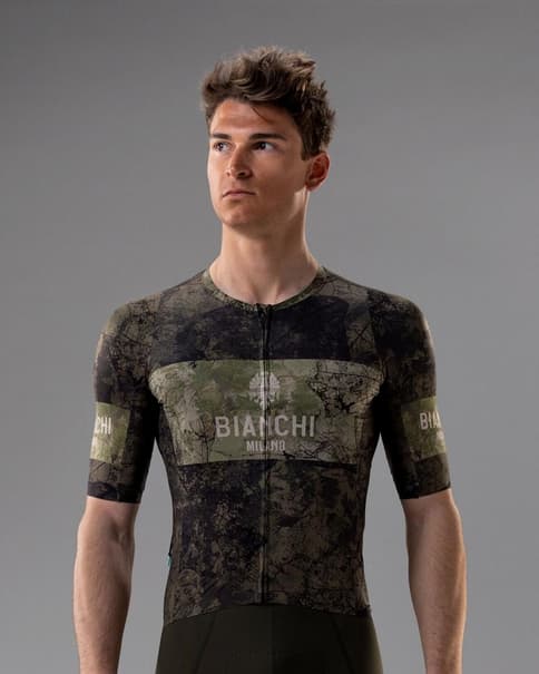 Bianchi Milano Tech Gravel Short Sleeve Jersey Green Red White