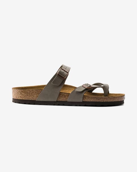 Sandales Birkenstock Mayari Birko-Flor Nubuck gris femme