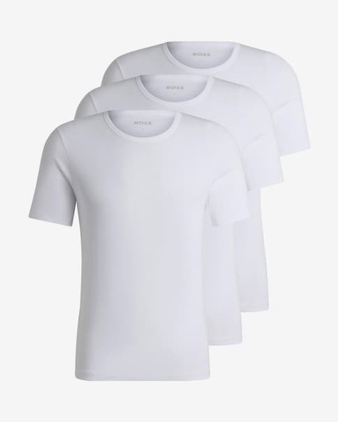Camiseta BOSS RN Classic manga corta blanco puro (3 pares)