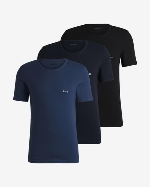 Camiseta BOSS Classic Logo manga corta azul marino negro (3 unidades)