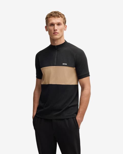 Polo BOSS Green Pollan manga corta negro puro beige