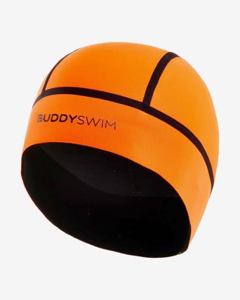 Gorro de natación Buddyswim Neoprene Strapless Cap naranja negro