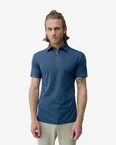 Camiseta Born Living Yoga Kariba Performance Half Zip manga corta azul