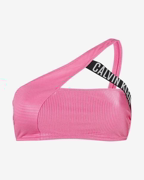 Top bikini Calvin Klein Shine Bandeau rosa negro blanco mujer