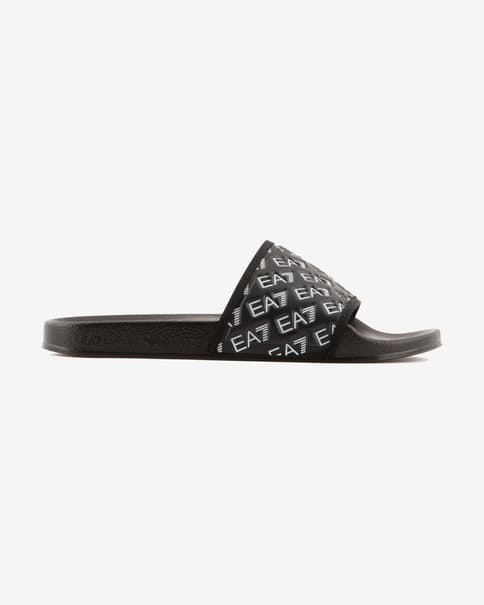 Chanclas EA7 Beachwear Slides Monogram negro puro blanco