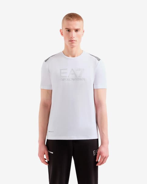 Camiseta EA7 Train 7 Lines Logo manga corta blanco negro