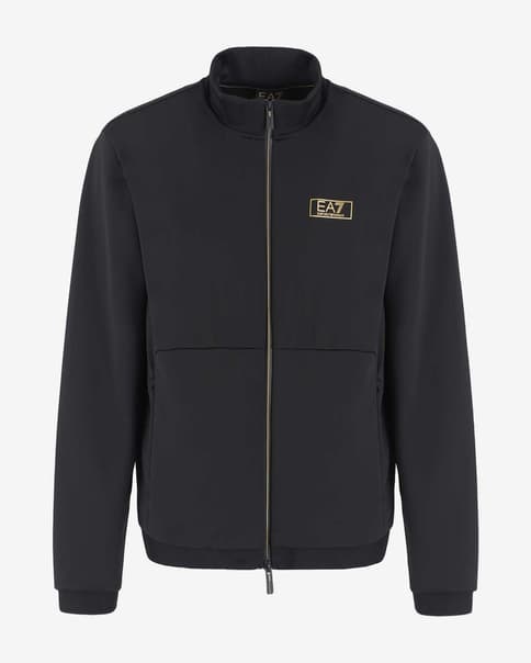 Sudadera con capucha EA7 Gold Label Full Zip negro puro