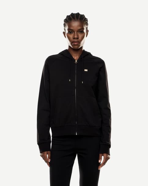 Sudadera con capucha EA7 Core Lady negro puro mujer