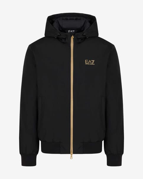 Sudadera con capucha EA7 Core Identity Gold Full Zip negro dorado