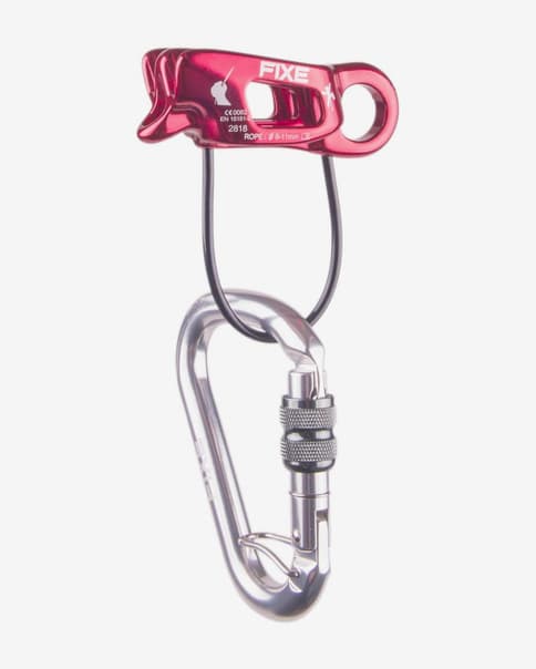 Pack assegurador-descensor e mosquetão Fixe Climbing Miku vermelho cinza