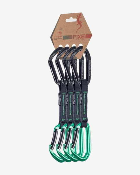Pack de 4 dégaines Fixe Climbing Puput 12 cm noir vert turquoise