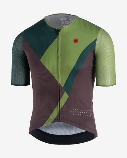 Maillot Finisseur Pro Race Recycled manga corta verde marrón