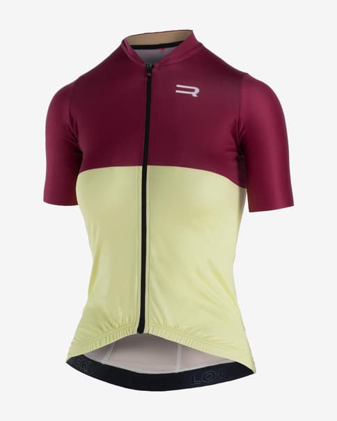 Maillot Finisseur Pro Sour manga corta granate amarillo mujer